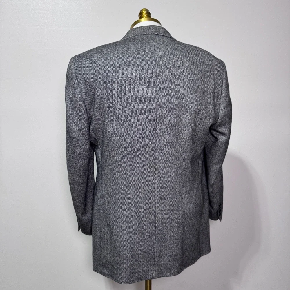 Paul‎ Fredrick Blazer Mens 42R Gray Herringbone Baby Alpaca Cotton Sport Coat